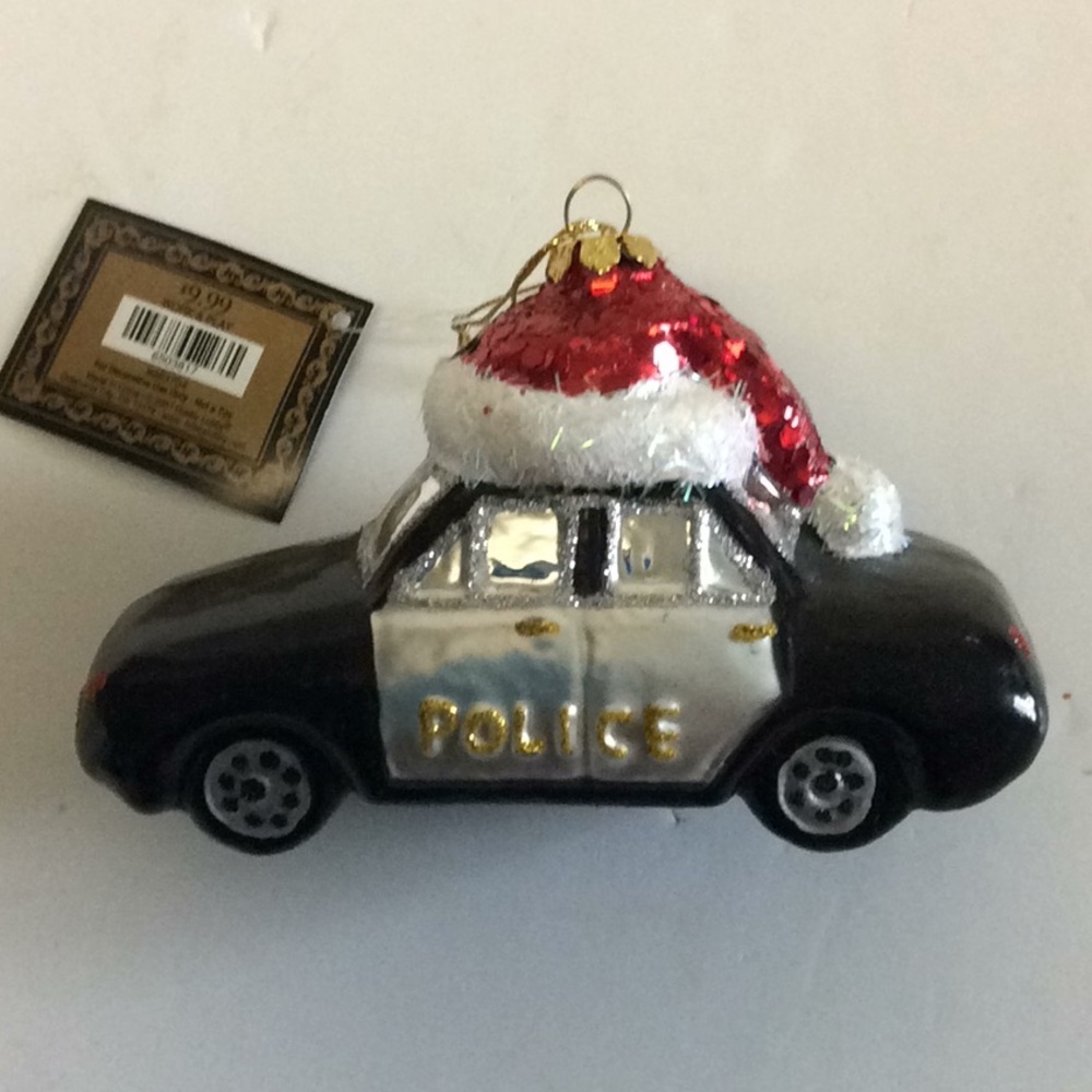 Robert Stanley “Police Car” Glass Ornament NWT